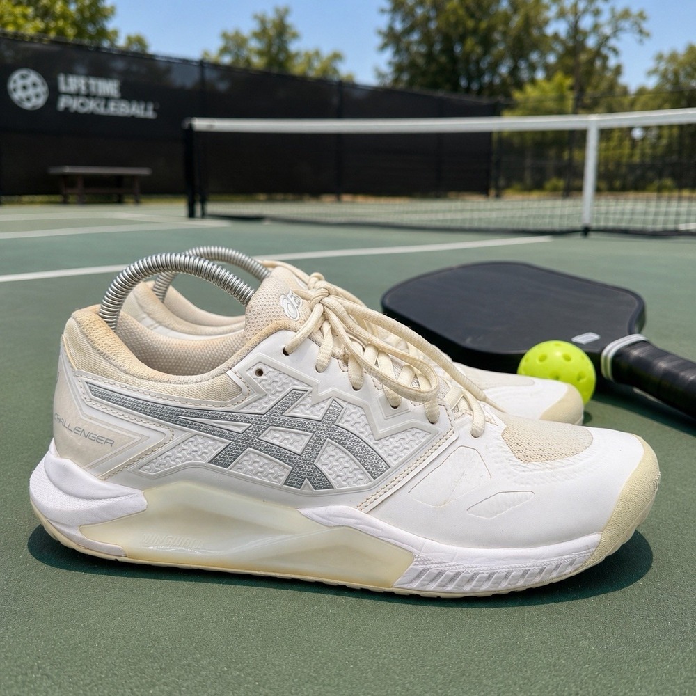Asics Gel-Challenger White Silver Tennis Shoe Women's Size 9.5 Pickle Ball